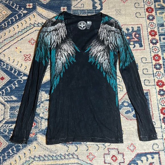 Affliction Tops - Affliction winged shirt